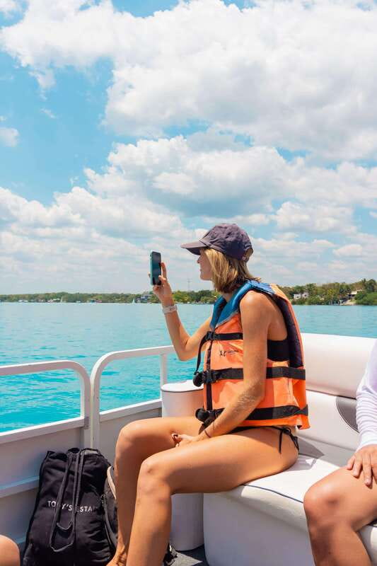 Bacalar: Lake of Seven Colors Pontoon Tour with Fruit - Bird Island and the quieter side of the lagoon