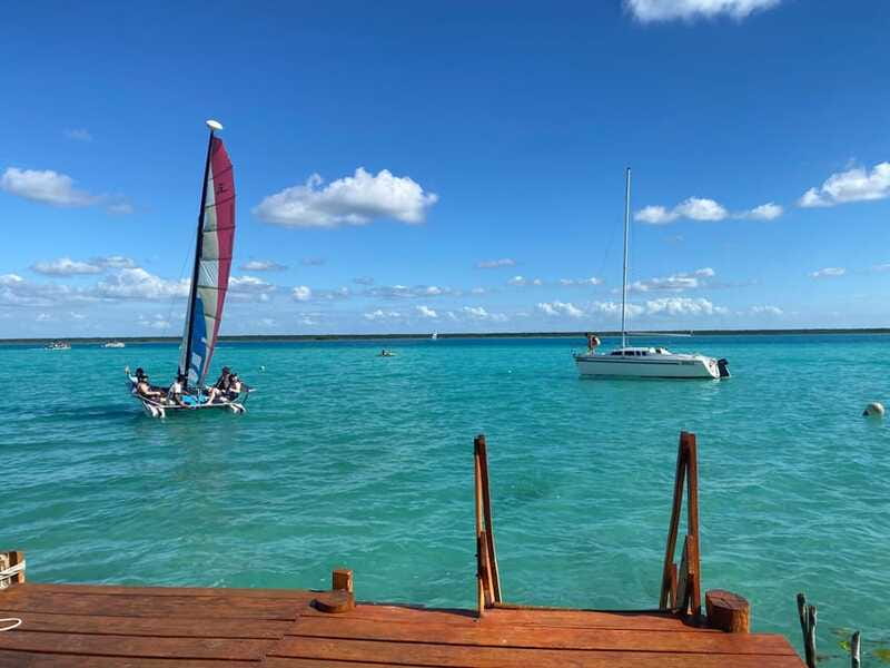 Bacalar: Sail Away with a Hobie Cat Catamaran - Cenote Esmeralda and the lagoon’s changing colors