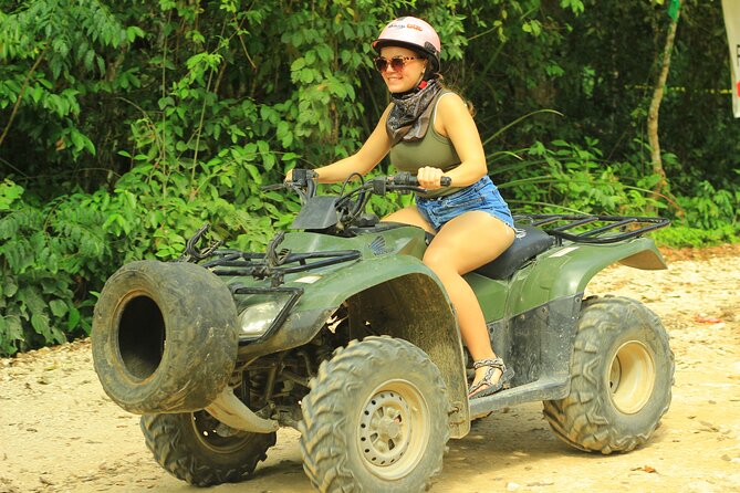 Cancun Mayan Pass: ATV, Cenote, Zipline, Transportation & Horses - ATV riding on rough jungle trails