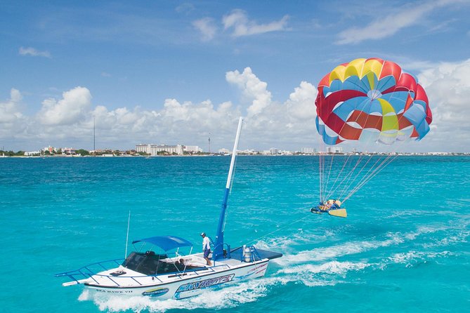 Cancun Parasailing Adventure - What the Cancun skyline looks like from 105 meters