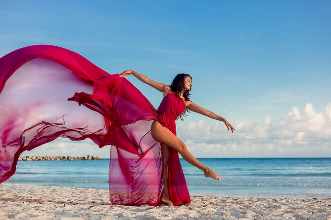 Flying dress photoshoot cancun - Choosing between Forum Beach and Playa Delfines