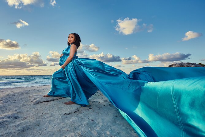 Flying dress photoshoot cancun - What changing on a public beach is really like