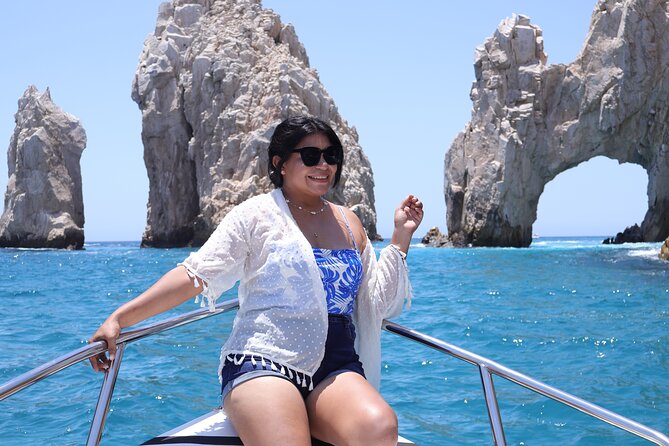 Group tour of the Cabo San Lucas Arch - At El Arco, the photo stop that defines the tour
