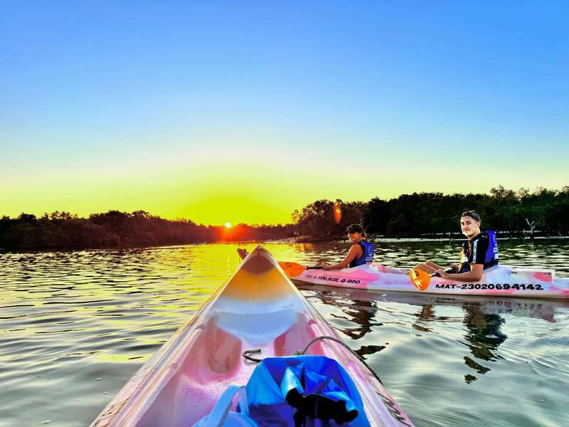 Holbox: Sunrise & Mangrove Kayak Tour - Crossing Punta Mosquito before the river