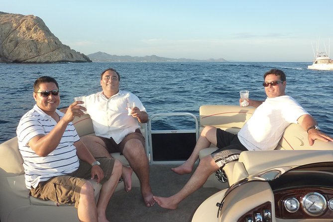 Private Luxury Pontoon Boat, Snorkel, Arch, Sunset & byond - Pickup from Cabo hotels and the marina meeting point