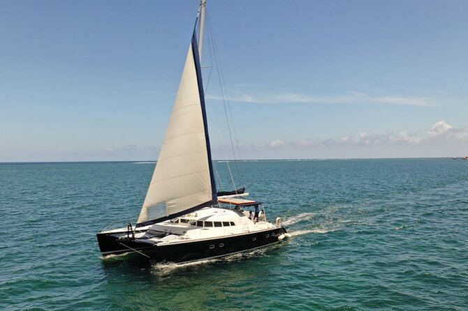 Puerto Morelos Secret Sandbar Catamaran Sail - Lunch, Floating, and Paddleboarding
