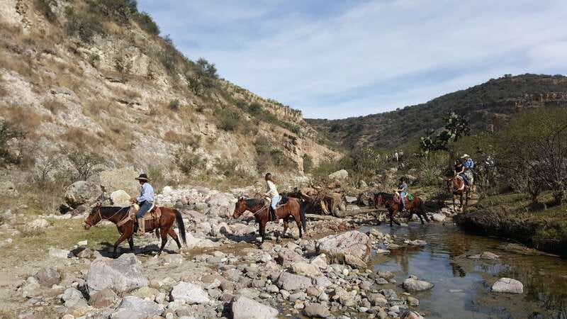 San Miguel Allende: Half-Day Horseback Riding Adventure - Riding into the canyon beside the river